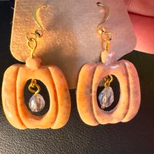Gold and Orange pumpkin with charm earrings