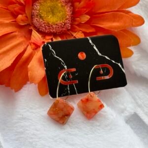 Marbled Orange square earrings