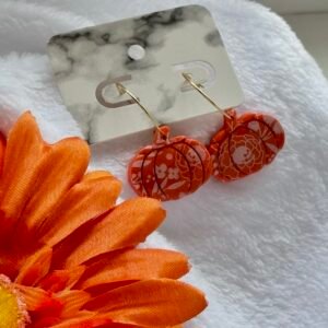 Pumpkin with white earrings